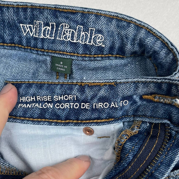 Wild Fable High Rise Denim Shorts Medium Wash, Distressed Ripped Cut Offs, Sz 8‎ - Picture 3 of 5